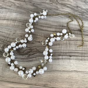 Pearl + Crystal Drops Long Necklace